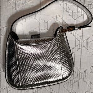 VERSACE Silver/Gold Made In Italy Leather La Medusa Small Hobo Crossbody